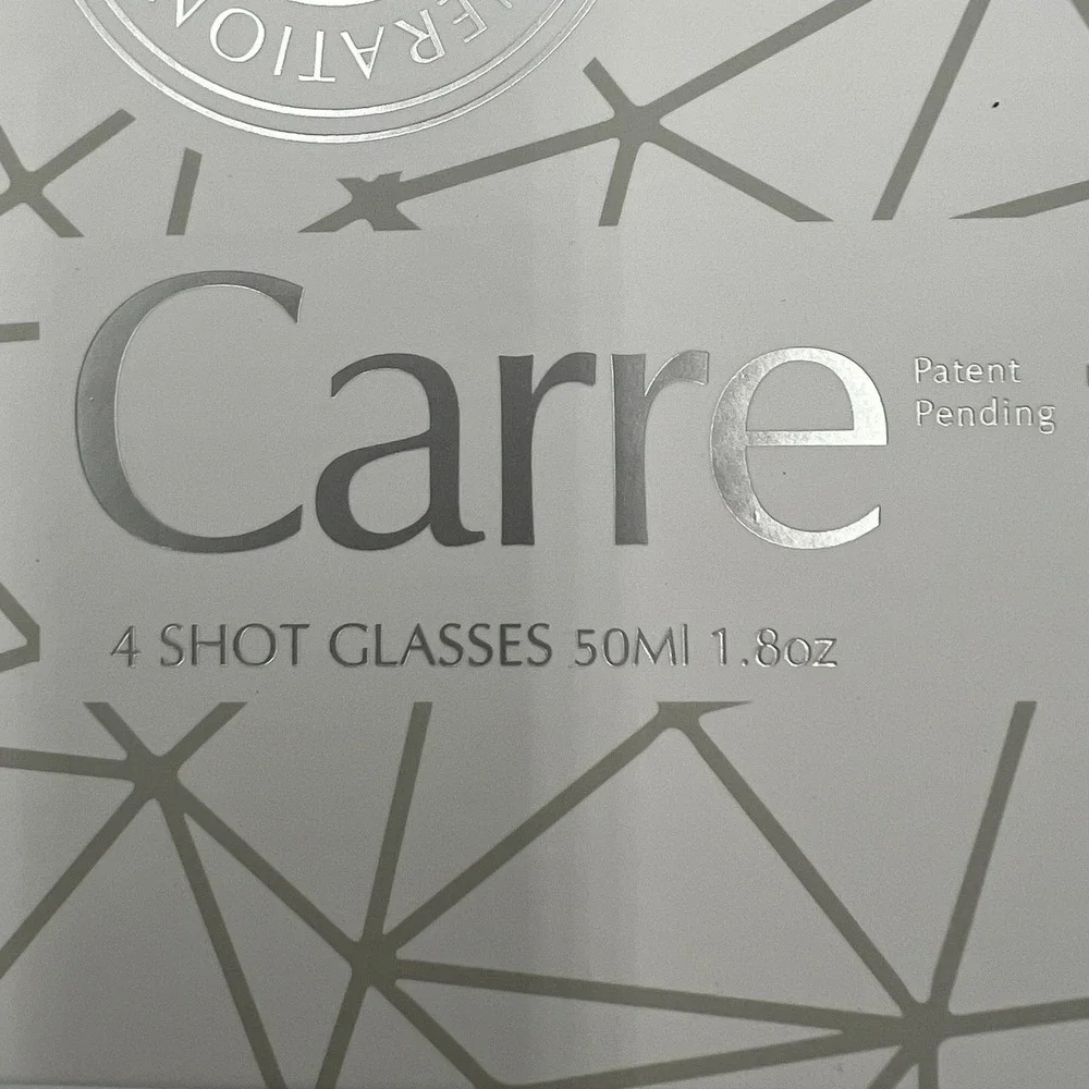 JoyJolt Carre Shot Glass Set 4pc Clear Geometric 1.8oz New